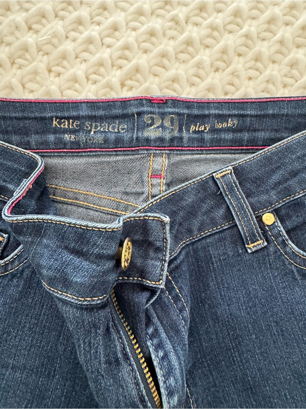 Kate spade Dark Blue Skinny Jeans with Pink trim